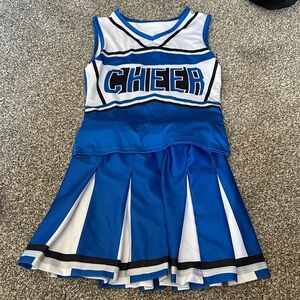 Blue and White Cheerleading Outfit